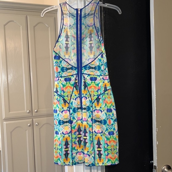 Milly Kaleidoscope Print on Stretch Cotton Mesh Racer Dress Size 2 - Picture 4 of 6